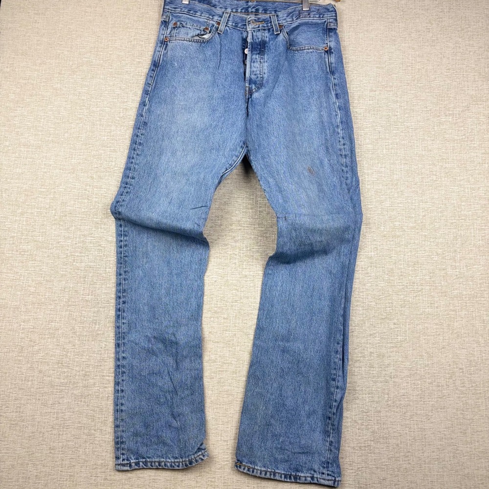 Vintage Levis 501 Jeans Mens 32x34 Original Fit Jeans Light Distress Denim